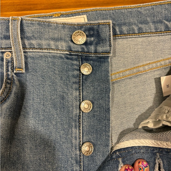 Frank & Eileen Monaghan High Rise Button Fly Straight Crop Jeans Size 30 - Picture 3 of 6